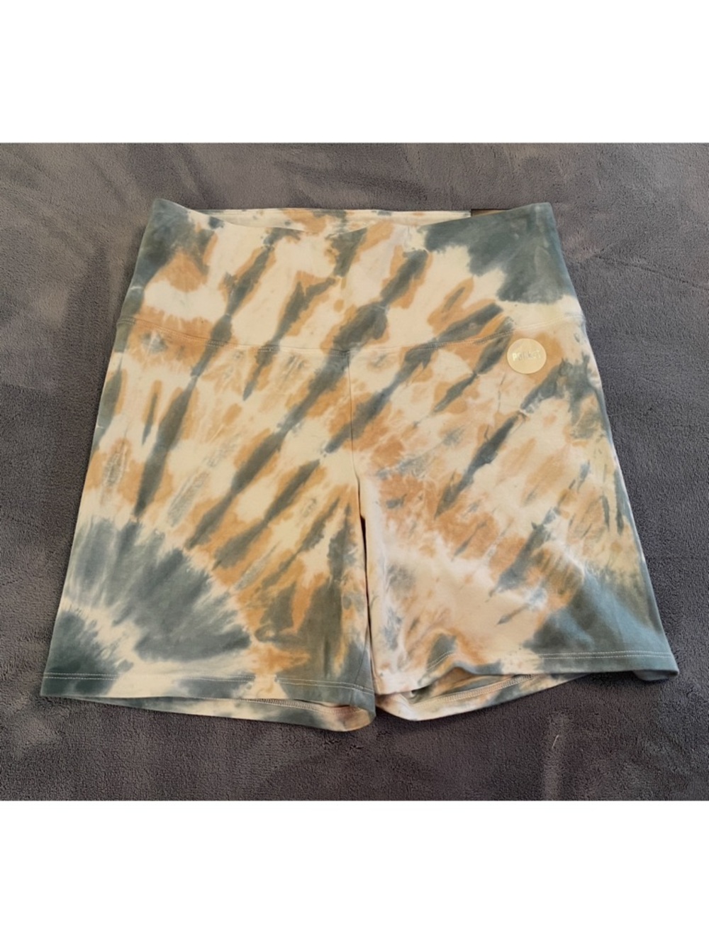Victoria's Secret Tie-Dye High-Waist Bike Shorts - Olive Green & Tan